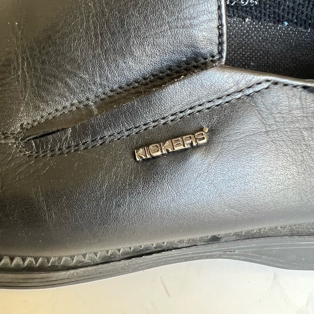 Vintage Kickers Mens Black Leather Loafers Square Toe Slip On Dress Shoes Sz 10